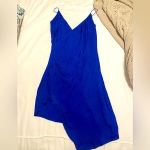 Asymmetric Royal Blue Dress